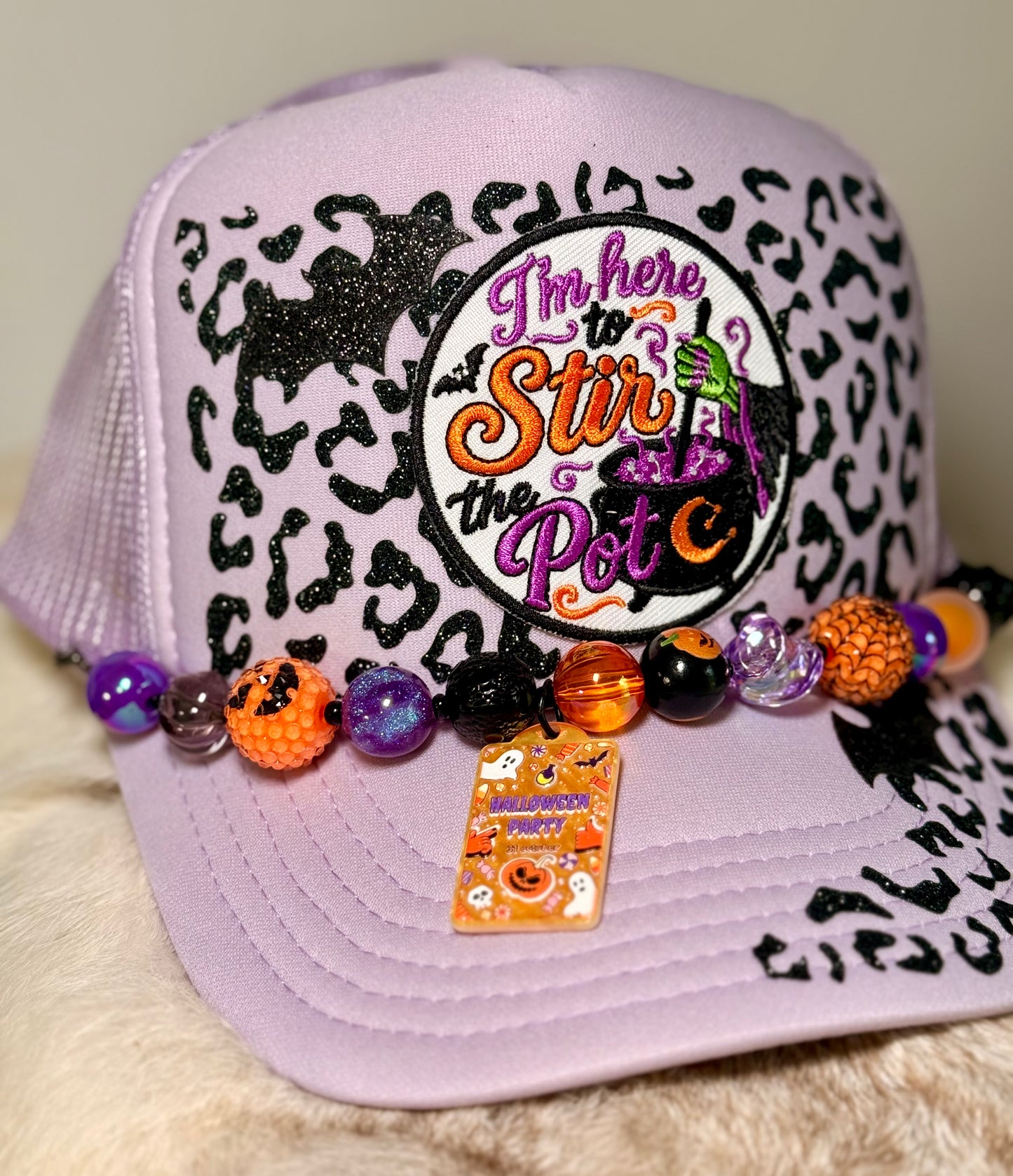 I’m Here to Stir the Pot Trucker Hat | Halloween Witch Hat | Purple Halloween Trucker Hat | Spooky Season Hat