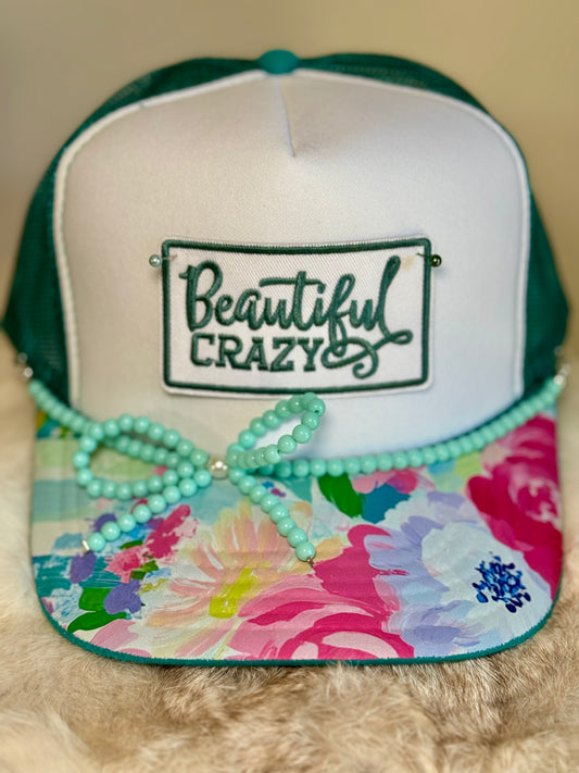 Beautiful Crazy Trucker Hat, Floral Patch Hat, Cute Boutique Hat, Country Girl Hat, Southern Style Hat, Girly Trucker Hat, Trendy Women’s Hat