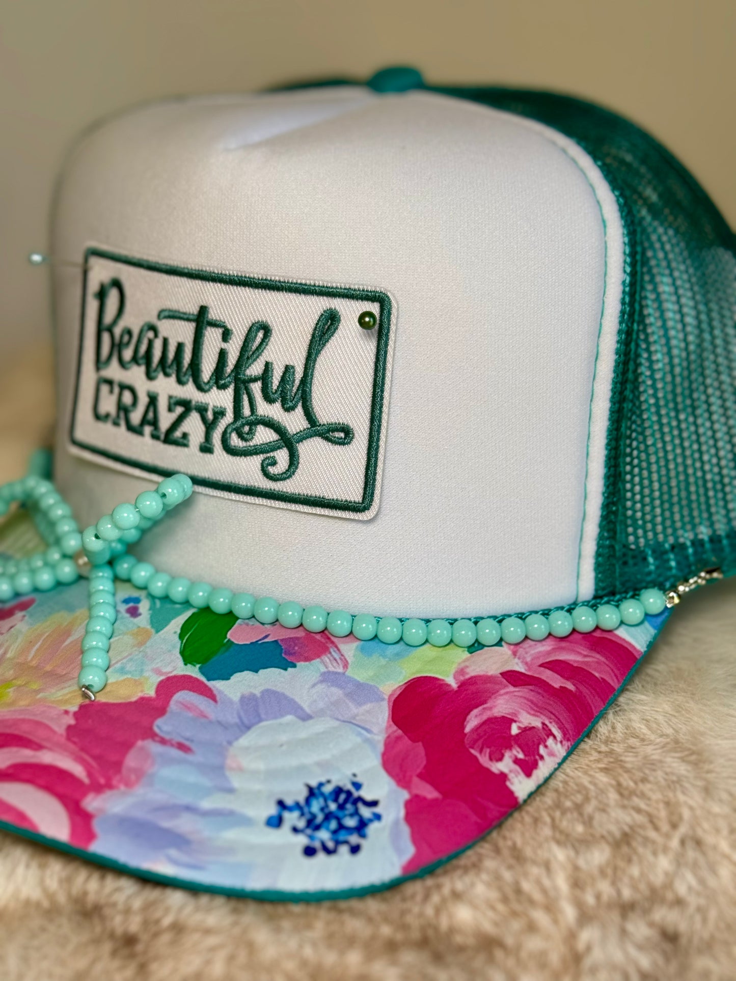 Beautiful Crazy Trucker Hat, Floral Patch Hat, Cute Boutique Hat, Country Girl Hat, Southern Style Hat, Girly Trucker Hat, Trendy Women’s Hat