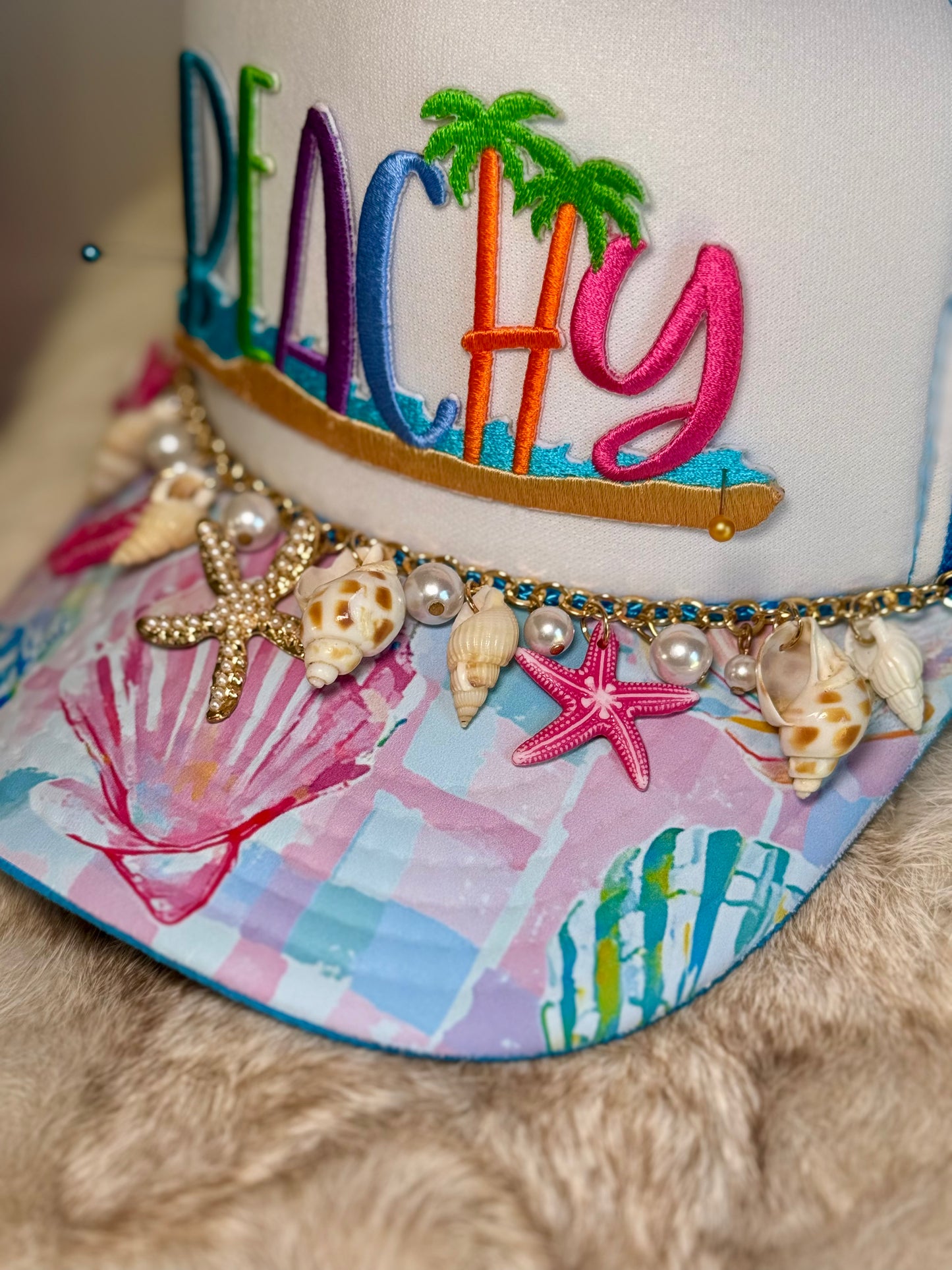Beachy Trucker Hat, Coastal Beach Hat, Summer Vacation Hat, Palm Tree Hat, Ocean Lover Hat, Coastal Cowgirl Hat, Cute Boutique Trucker Hat