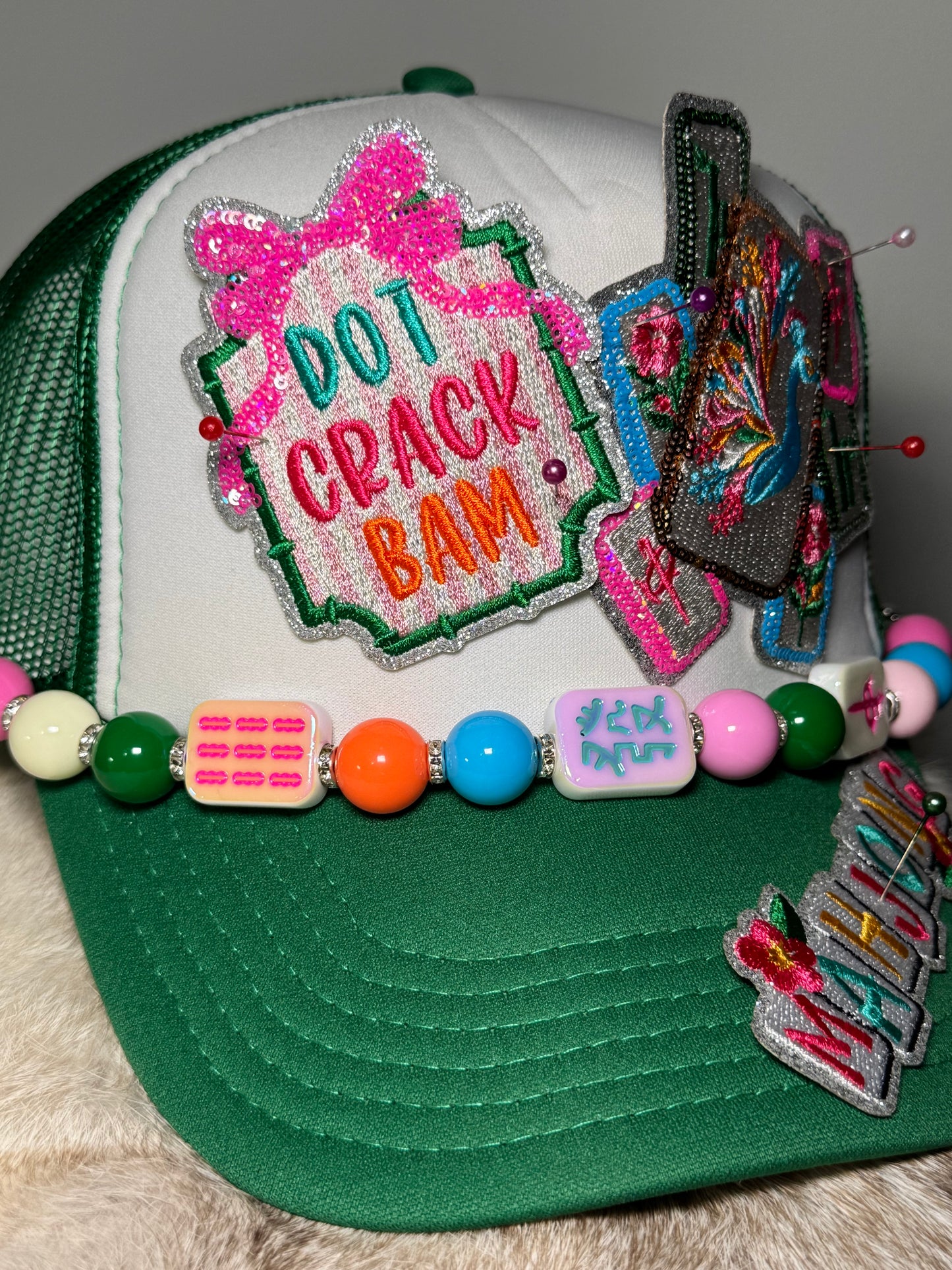 Dot Crack Bam Mahjong Trucker Hat, Mahjong Lover Hat, Game Night Hat, Colorful Mahjong Tiles Hat, Boujee Mahjong Hat, Cute Boutique Trucker Hat