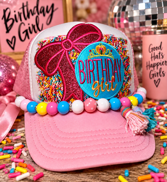 Birthday Girl Trucker Hat | Sprinkle Birthday Hat | Pink Birthday Trucker | Birthday Queen Hat | Party Hat for Her
