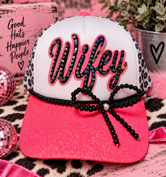 Wifey Trucker Hat | Bridal Trucker Hat | Sparkly Bride Hat | Bachelorette Party Hat | Honeymoon Gift