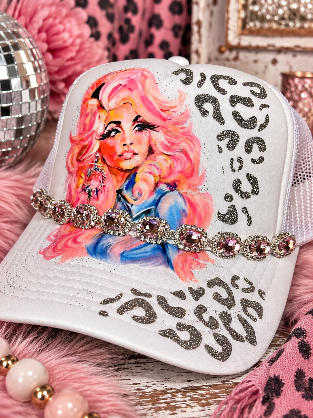 Country Glam Pink Rhinestone Trucker Hat