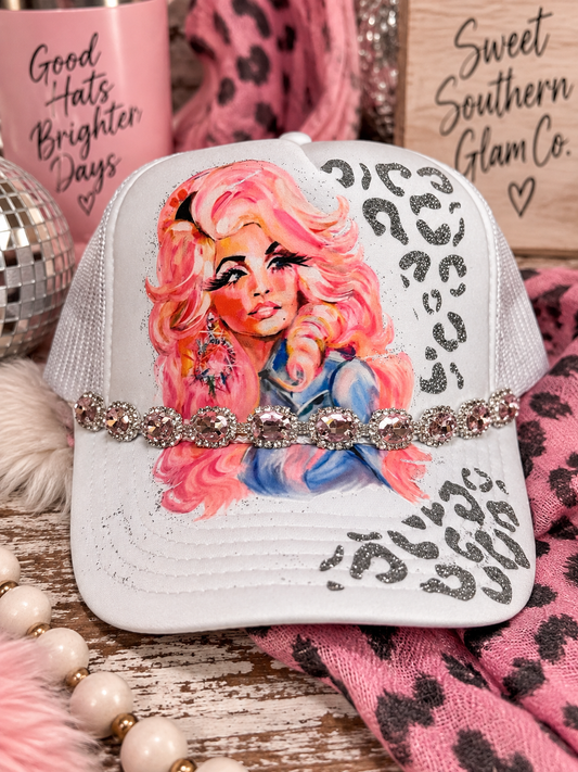 Country Glam Pink Rhinestone Trucker Hat