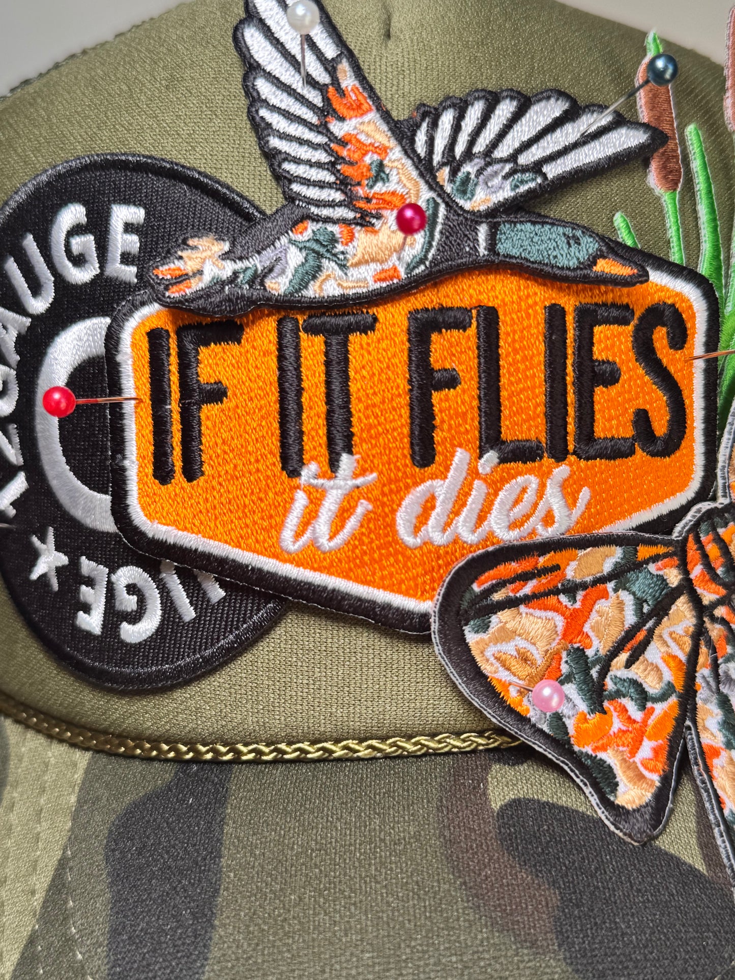 Duck Hunting Camo Trucker Hat – 12 Gauge “If It Flies It Dies” Patch Hat – Camo Hunting Hat