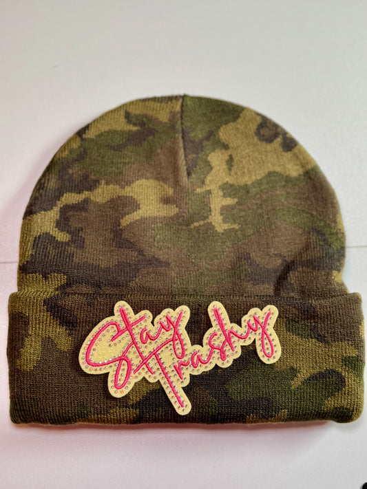 Camo Stay Trashy Patch Beanie