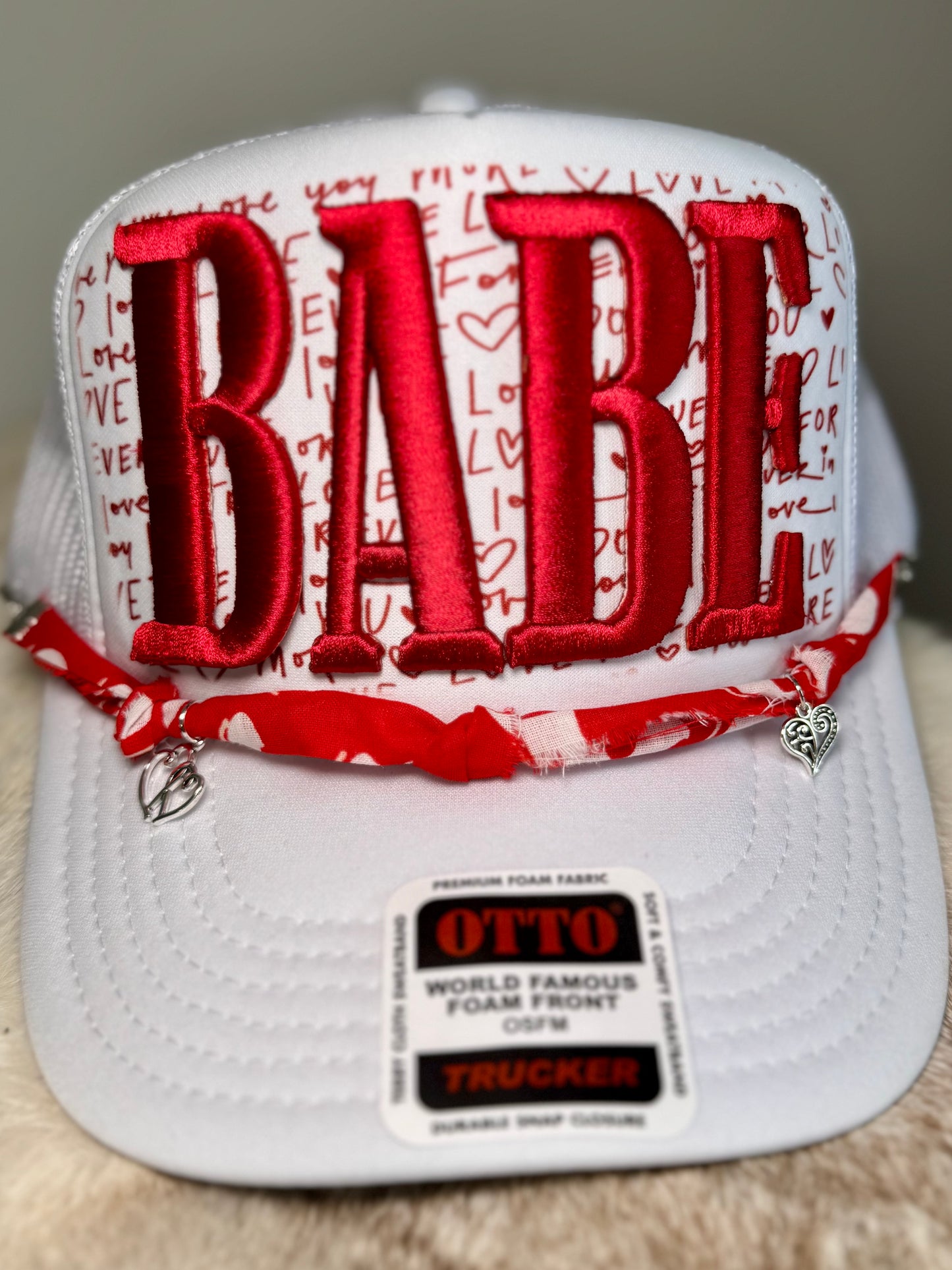 BABE Trucker Hat for Women – Red Heart Patch Boutique Snapback Hat