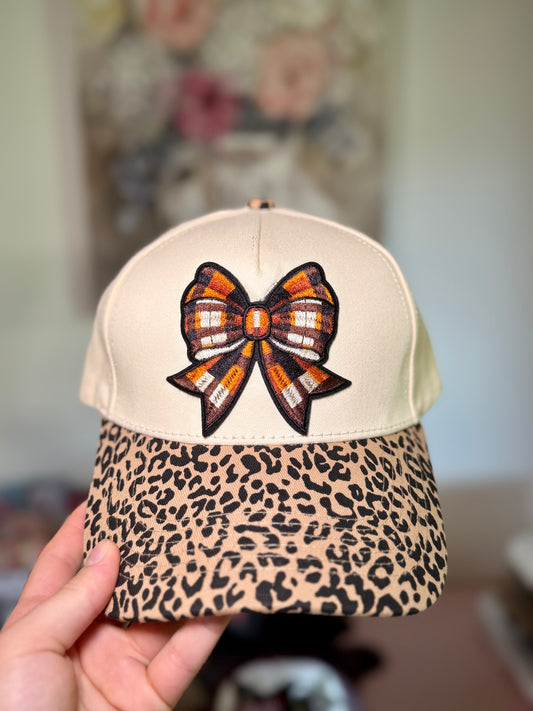 Plaid Bow & Leopard Trucker Hat